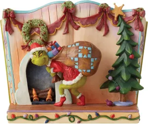 Enesco Dr. Seuss Grinch by Jim Shore Santa Grinch Stealing Presents Figurine, Stone Resin Hand Painted Crafted Collectible Christmas Figurines Home Decor Sculpture Statue Gift, 6.5 Inch, Multicolor