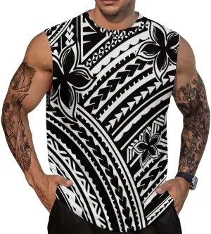 ENLACHIC Men Polynesian Samoa Workout Tank Top Quick Dry Sleeveless Casual Gym Muscle Tee