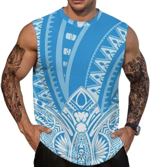 ENLACHIC Men Polynesian Samoa Workout Tank Top Quick Dry Sleeveless Casual Gym Muscle Tee