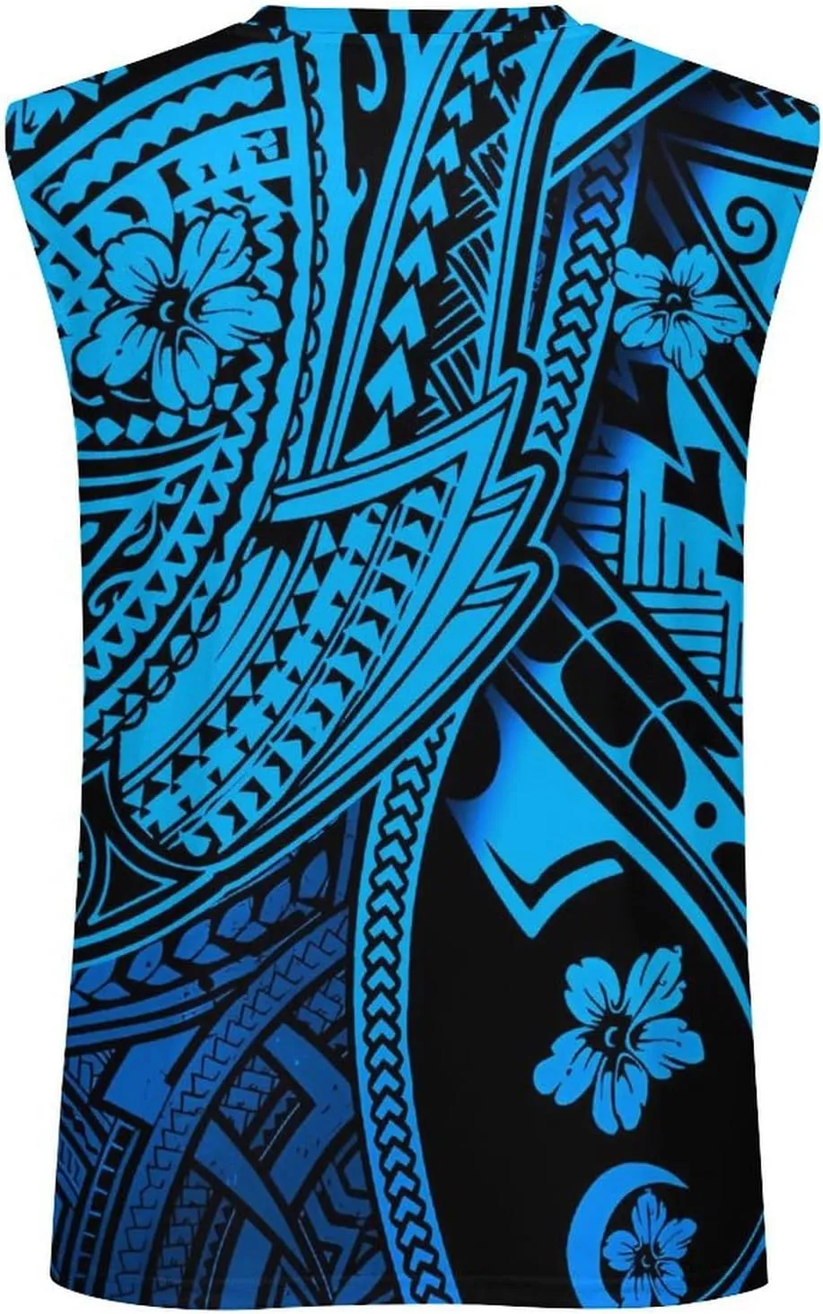 ENLACHIC Men Polynesian Tribal Tattoo Print Muscle Tank Top Sleeveless Gym Shirt Plus Size
