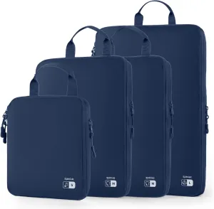 EPICKA 4 Set Ultra-Lightweight Compression Packing Cubes - Water Resistant Durable Travel Organizers Bags for Men, Expandable Travel Accessories for Carry on, Luggage, Suitcase, Backpack (Navy)