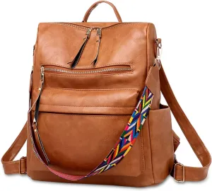 Ergocar Women Backpack, Ladies Fashion PU Leather Travel Backpack, Waterproof Anti-theft, Ladies Shoulder Bag with Detachable Strap, Women handbag with Multi-pocket compartment, for Ladies Teen Girls