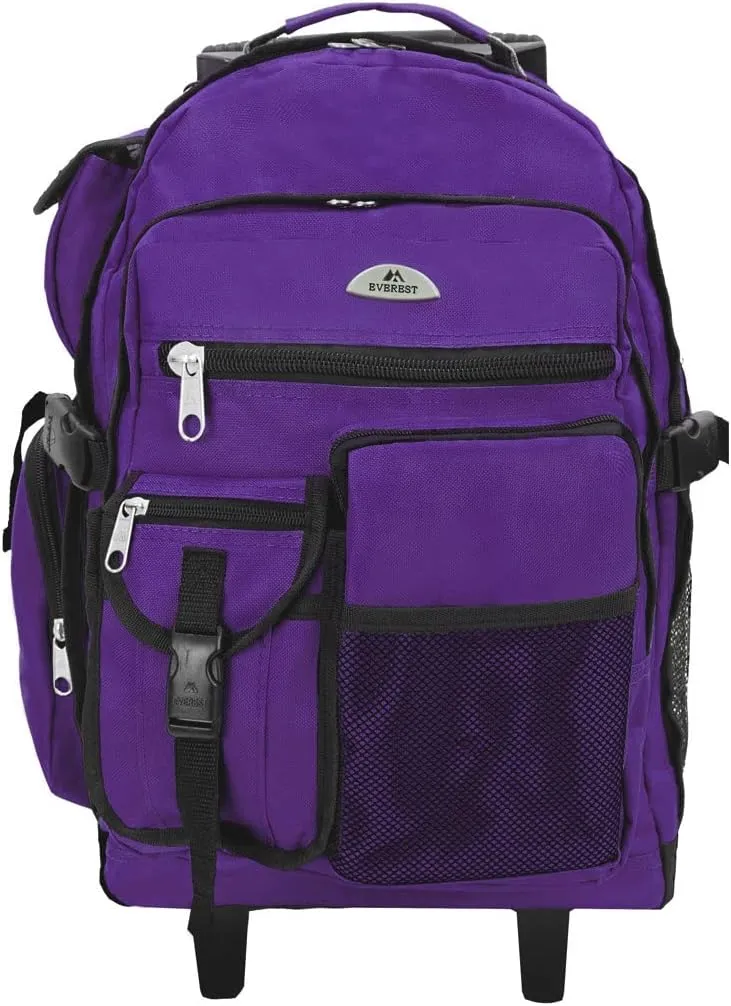 Everest Deluxe Wheeled Backpack, Dark Purple, One Size