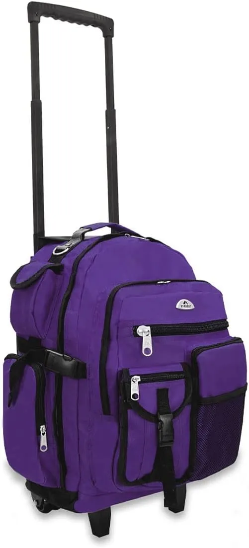 Everest Deluxe Wheeled Backpack, Dark Purple, One Size