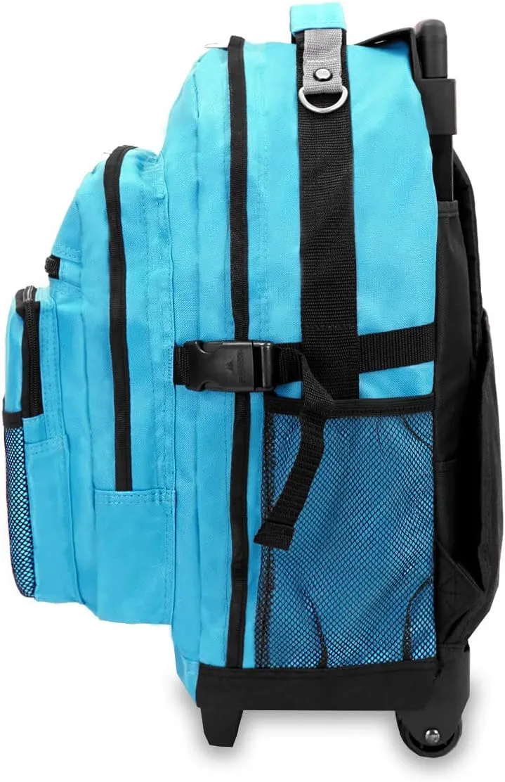 Everest Deluxe Wheeled Backpack, Turquoise, One Size