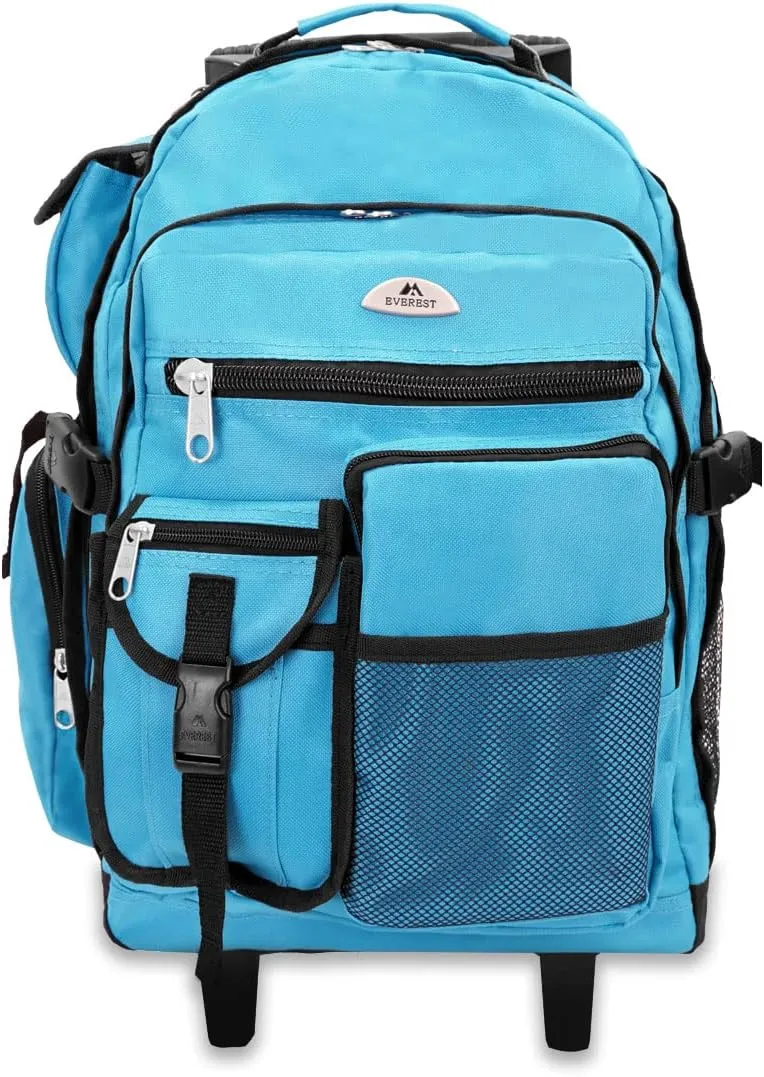 Everest Deluxe Wheeled Backpack, Turquoise, One Size