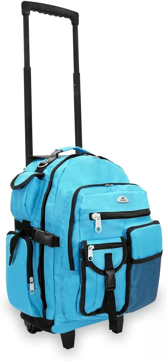 Everest Deluxe Wheeled Backpack, Turquoise, One Size