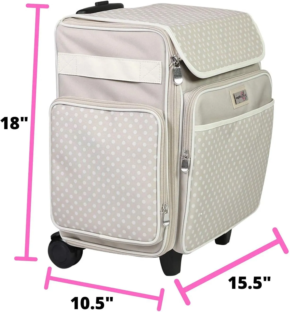 Everything Mary Collapsible Rolling Craft Bag, Tan - Wheeled Scrapbook Tote for Scrapbooking & Art - Travel Organizer Storage Bin for Paper, Glue, Tape - Roller Cart for Teachers & Medical