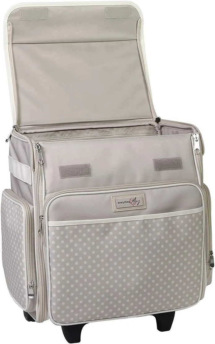Everything Mary Collapsible Rolling Craft Bag, Tan - Wheeled Scrapbook Tote for Scrapbooking & Art - Travel Organizer Storage Bin for Paper, Glue, Tape - Roller Cart for Teachers & Medical