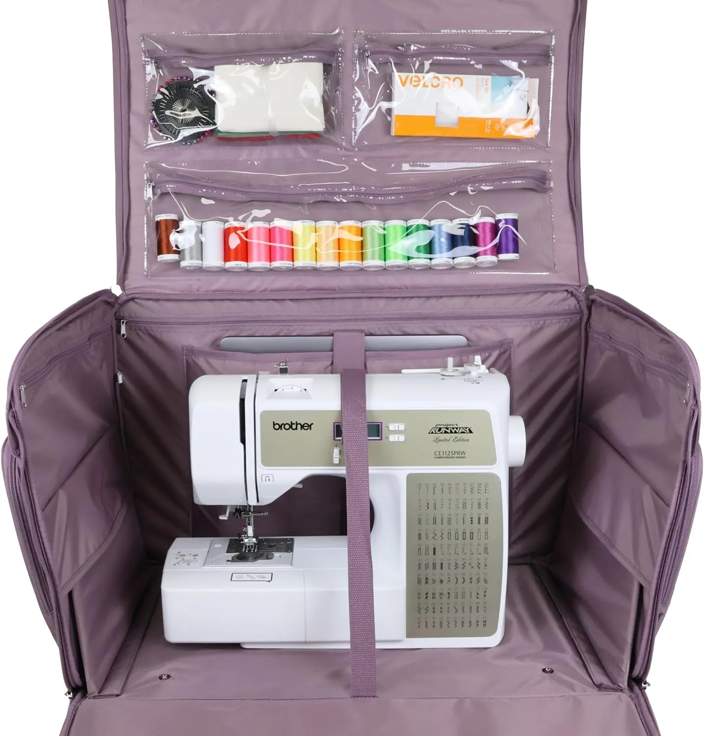 Everything Mary XXL Wheeled Sewing Machine Bag Sewing Machine Case - Durable, Spacious Storage with 4 Wheels, Multiple Pockets for Sewing & Craft Supplies