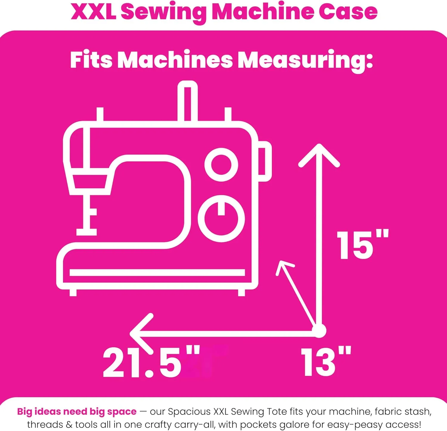 Everything Mary XXL Wheeled Sewing Machine Bag Sewing Machine Case - Durable, Spacious Storage with 4 Wheels, Multiple Pockets for Sewing & Craft Supplies