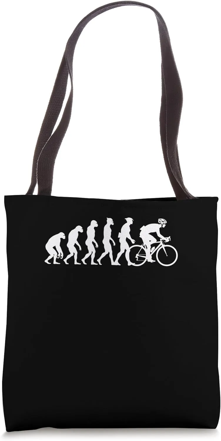 Evolution of Man to Cyclist Tote Bag