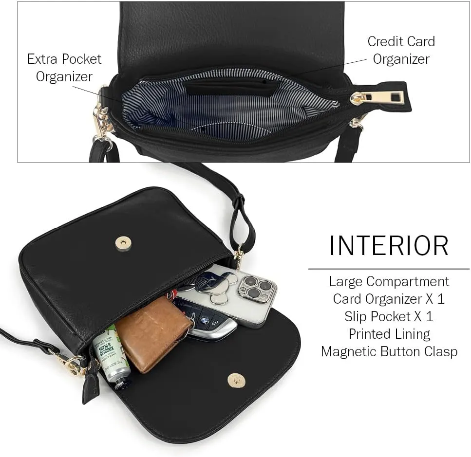 EVVE Small Crossbody Bags for Women Trendy Flap Saddle Purses with Tassel Vegan leather Shoulder bag