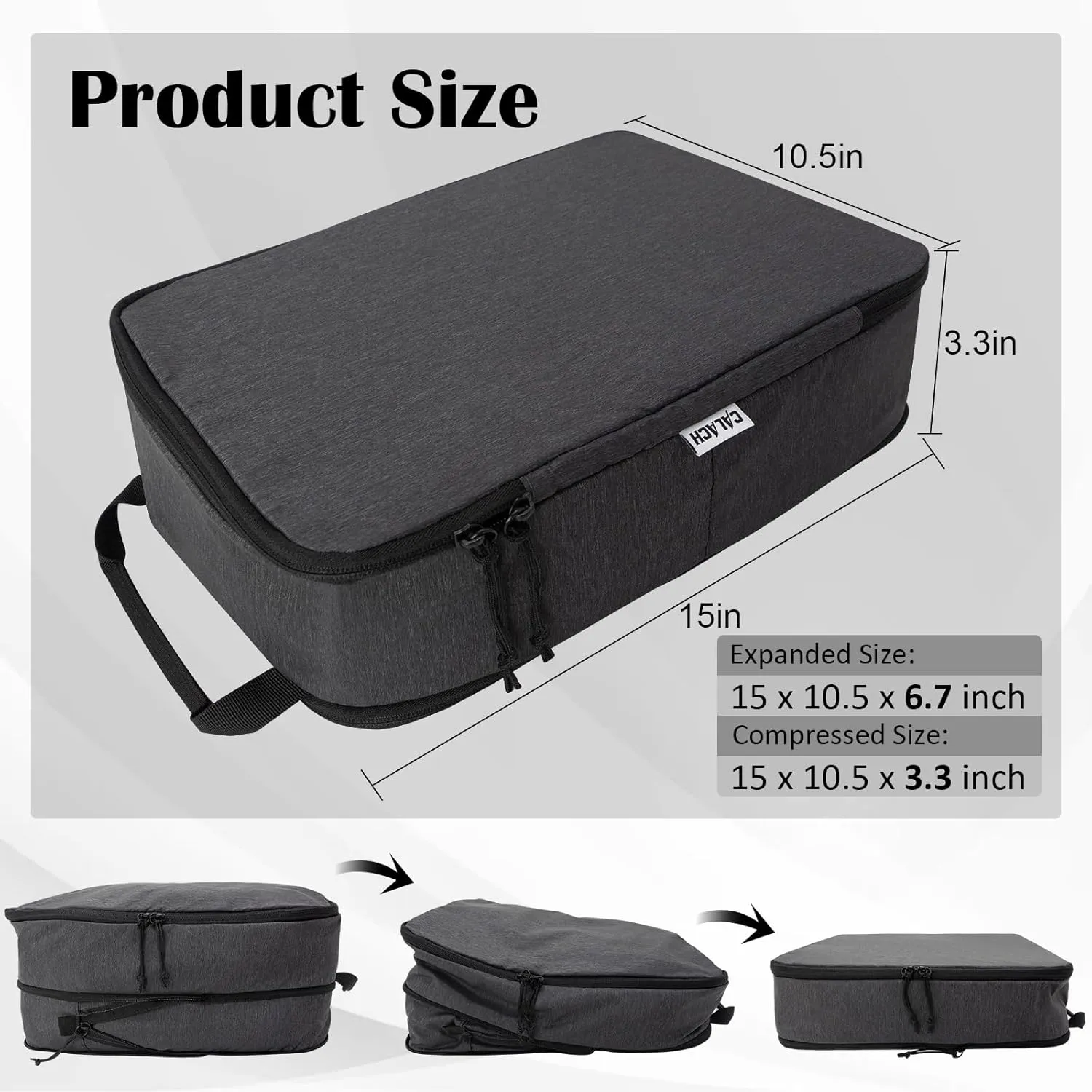 Extra Large Compression Packing Cubes for Travel, 2 Set Compression Bags Travel Cubes for Packing Suitcase Organizer Bags Set, Black