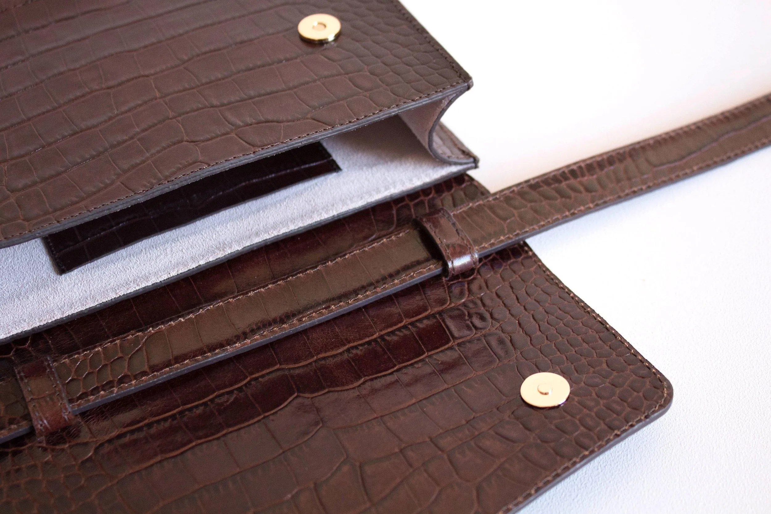 FANNY PACK AND BAG BROWN CROC