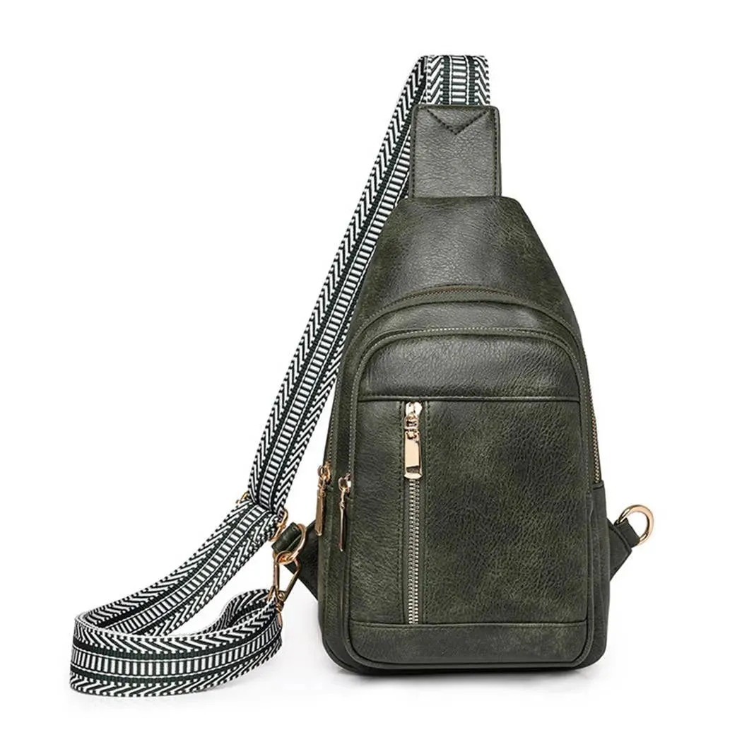 Fashionable Retro Black PU Crossbody: Chic Black Bag - Medium Size