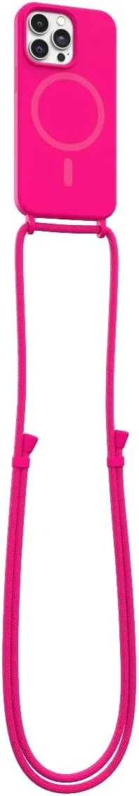 FELONY CASE - iPhone 13 Pro Max Case, Stylish Neon Pink Hands-Free Lanyard iPhone Case with Adjustable Necklace - Protective Silicone Crossbody Case for iPhone 13 Pro Max - Compatible with MagSafe