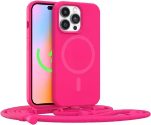 FELONY CASE - iPhone 13 Pro Max Case, Stylish Neon Pink Hands-Free Lanyard iPhone Case with Adjustable Necklace - Protective Silicone Crossbody Case for iPhone 13 Pro Max - Compatible with MagSafe