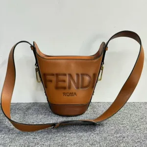 Fendi Roma Brown Leather Crossbody Bag