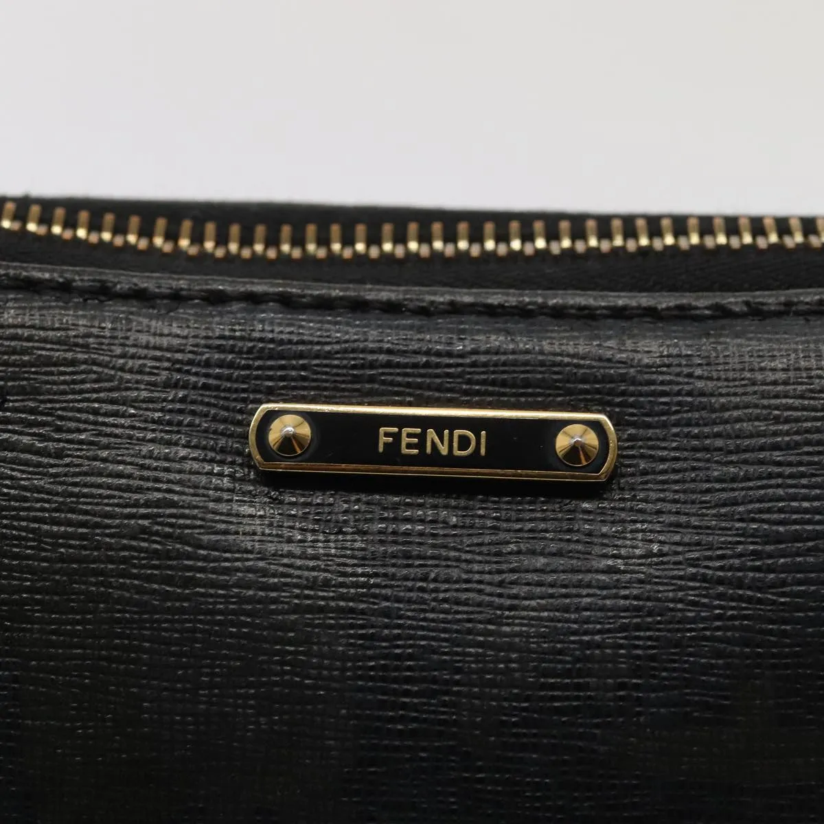 FENDI Shoulder Bag Leather Navy 80189