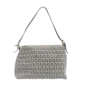 FENDI Zucchino Canvas Mamma Baguette Shoulder Bag Navy Blue ki1672