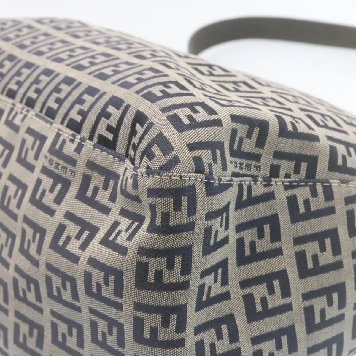 FENDI Zucchino Canvas Mamma Baguette Shoulder Bag Navy Blue ki1672