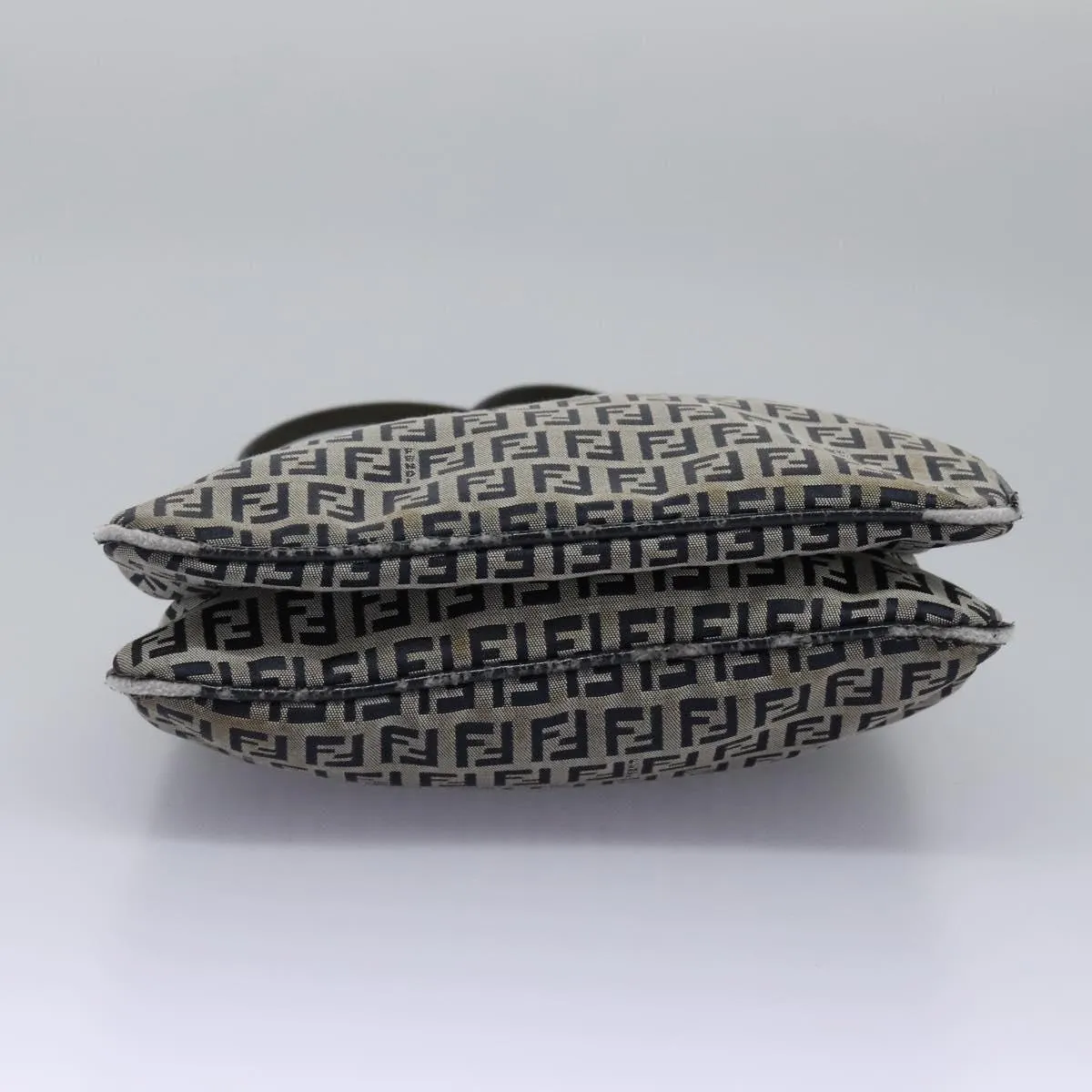 FENDI Zucchino Canvas Shoulder Bag Navy 114284