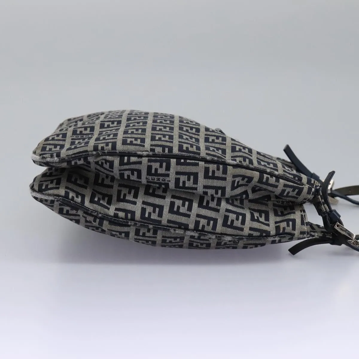FENDI Zucchino Canvas Shoulder Bag Navy 114284