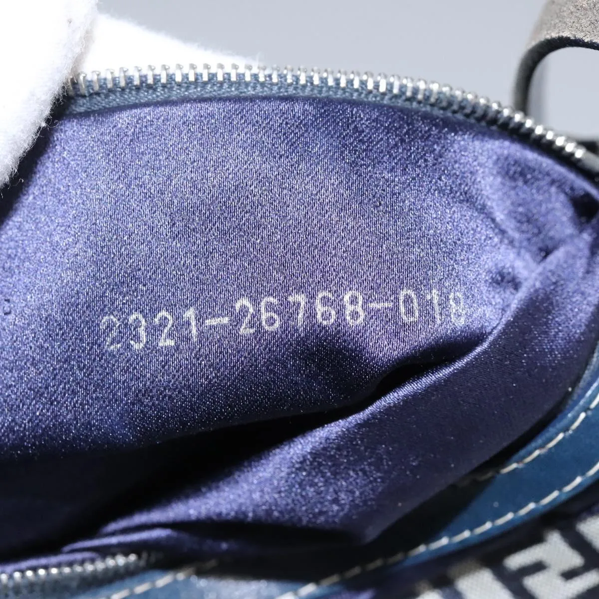 FENDI Zucchino Canvas Shoulder Bag Navy 114284