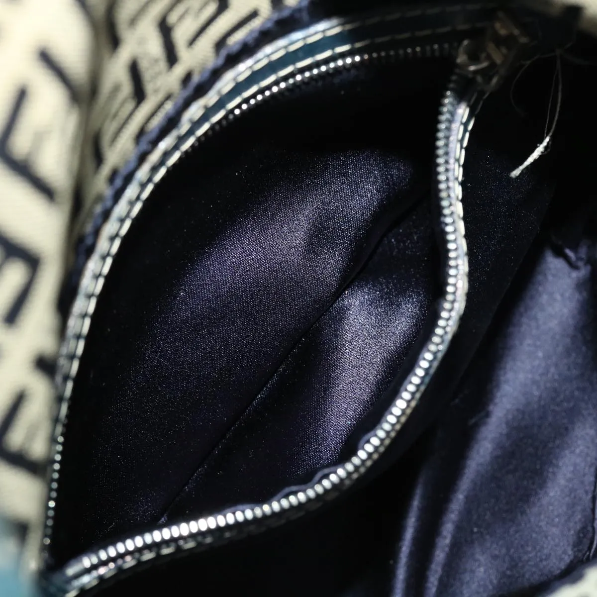 FENDI Zucchino Canvas Shoulder Bag Navy 2321-26765-018 44300