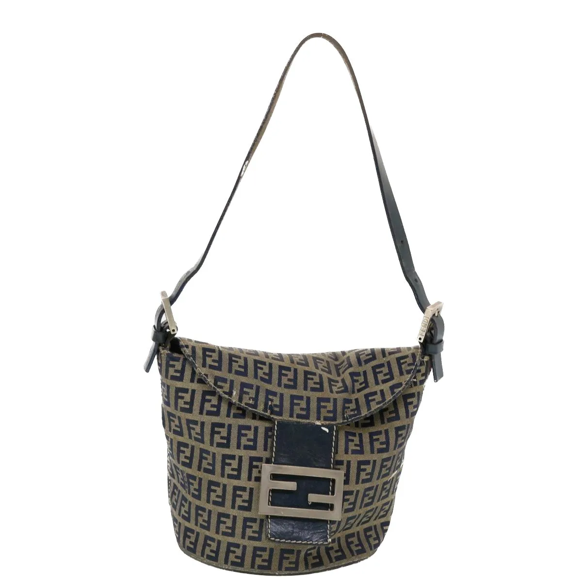 FENDI Zucchino Canvas Shoulder Bag Navy 2321-26765-018 44300