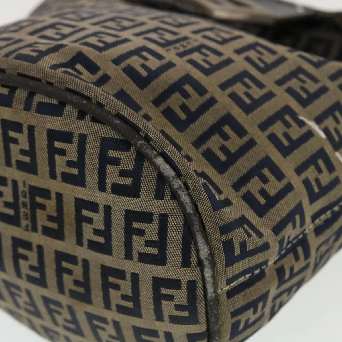 FENDI Zucchino Canvas Shoulder Bag Navy 2321-26765-018 44300