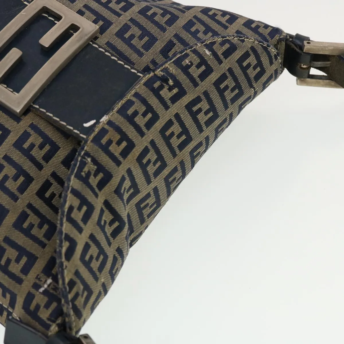 FENDI Zucchino Canvas Shoulder Bag Navy 2321-26765-018 44300