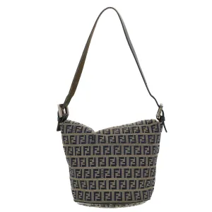 FENDI Zucchino Canvas Shoulder Bag Navy 2321-26765-018 44300