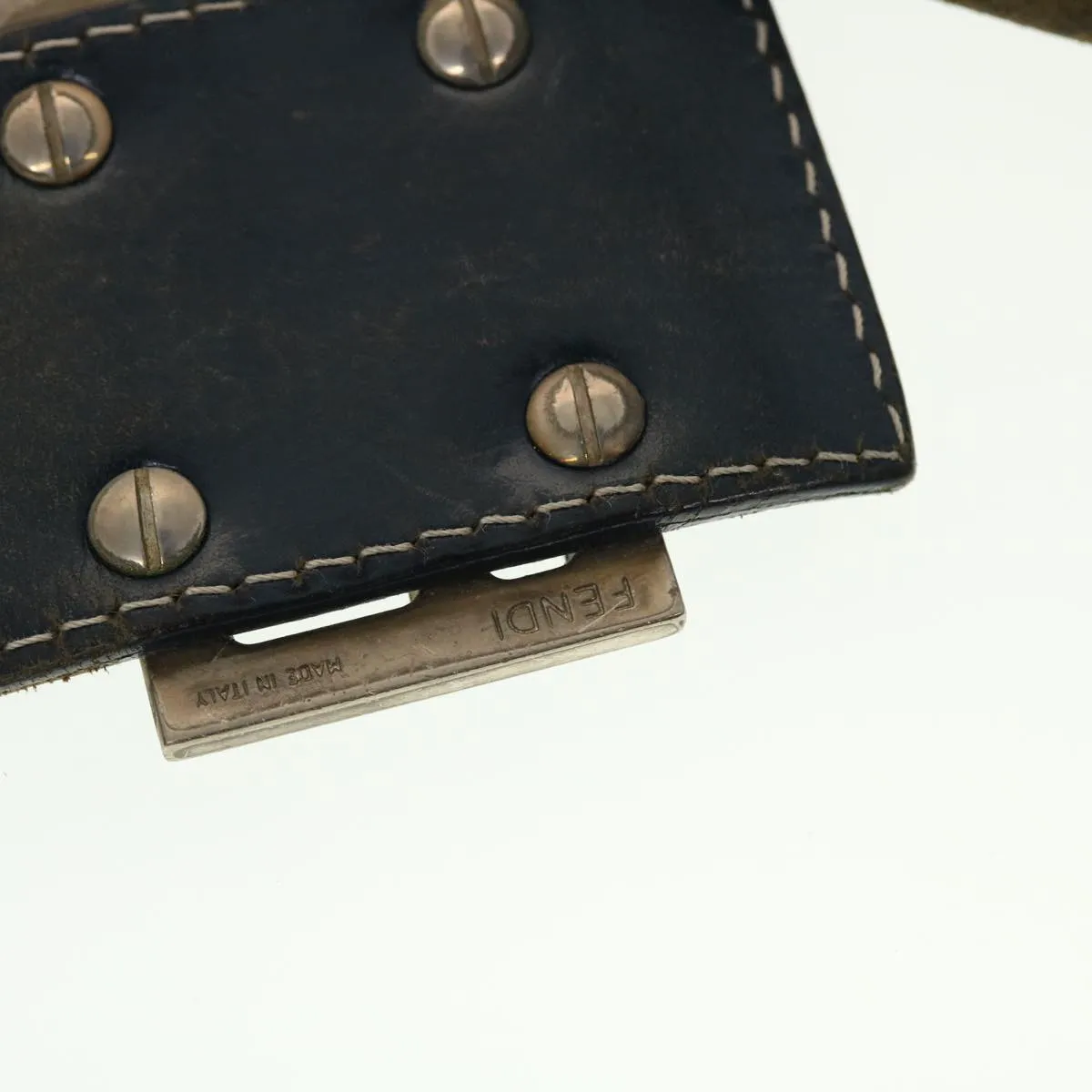 FENDI Zucchino Canvas Shoulder Bag Navy 2321-26765-018 44300