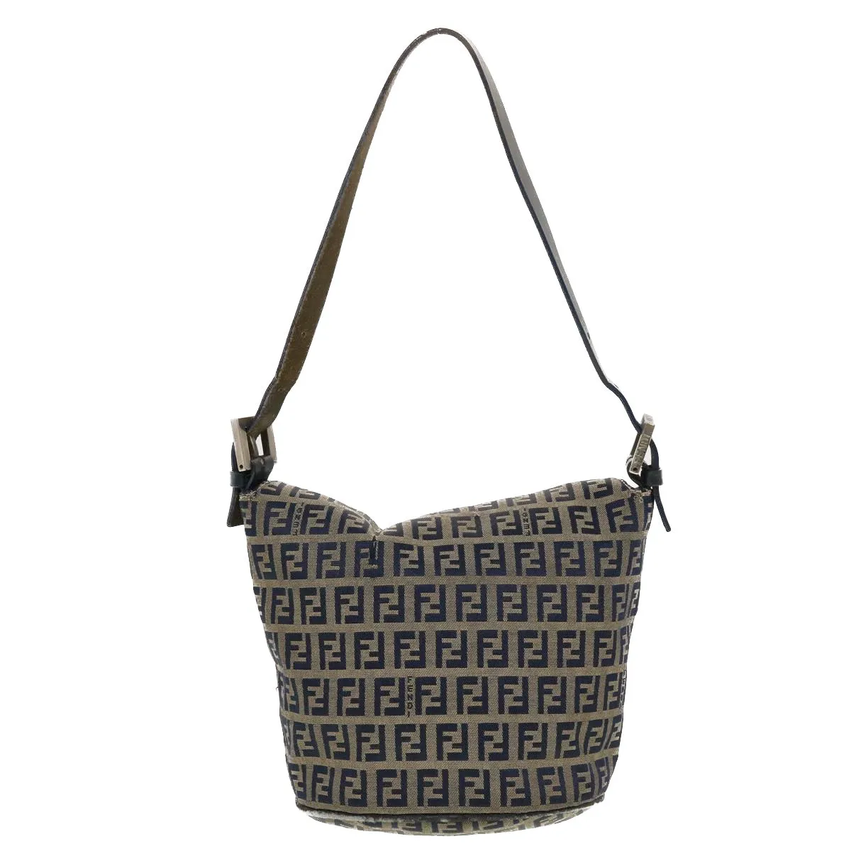 FENDI Zucchino Canvas Shoulder Bag Navy 2321-26765-018 44300