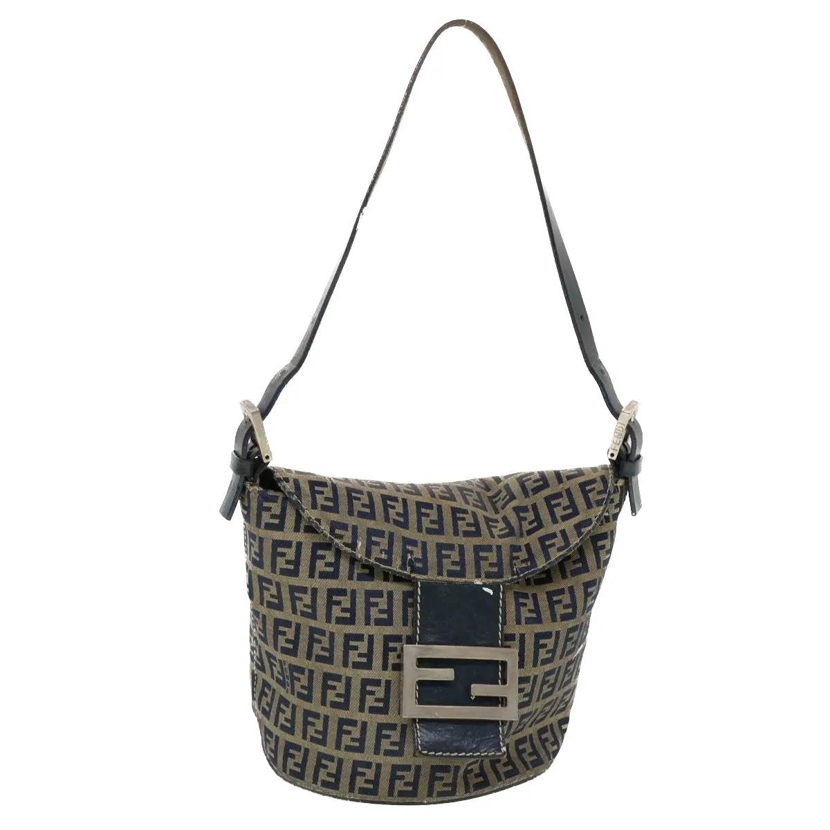 FENDI Zucchino Canvas Shoulder Bag Navy 2321-26765-018 44300