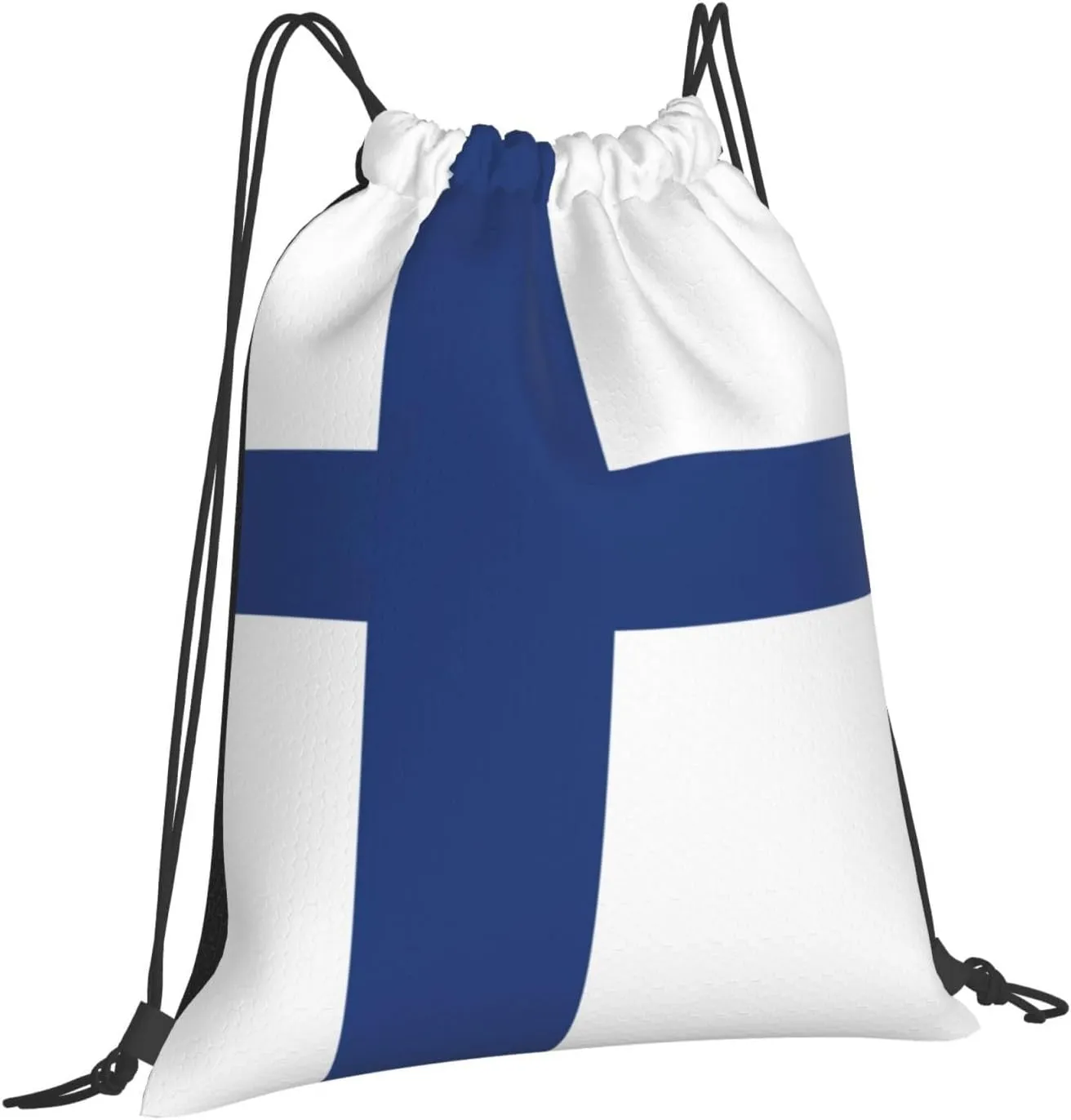 Finnish Flag Drawstring Backpack Bulk Sports Gym Cinch String Bag Polyester For Men Women