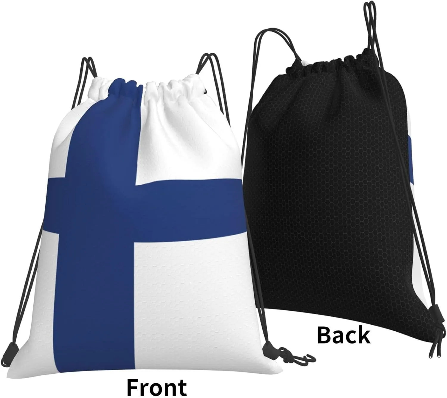 Finnish Flag Drawstring Backpack Bulk Sports Gym Cinch String Bag Polyester For Men Women
