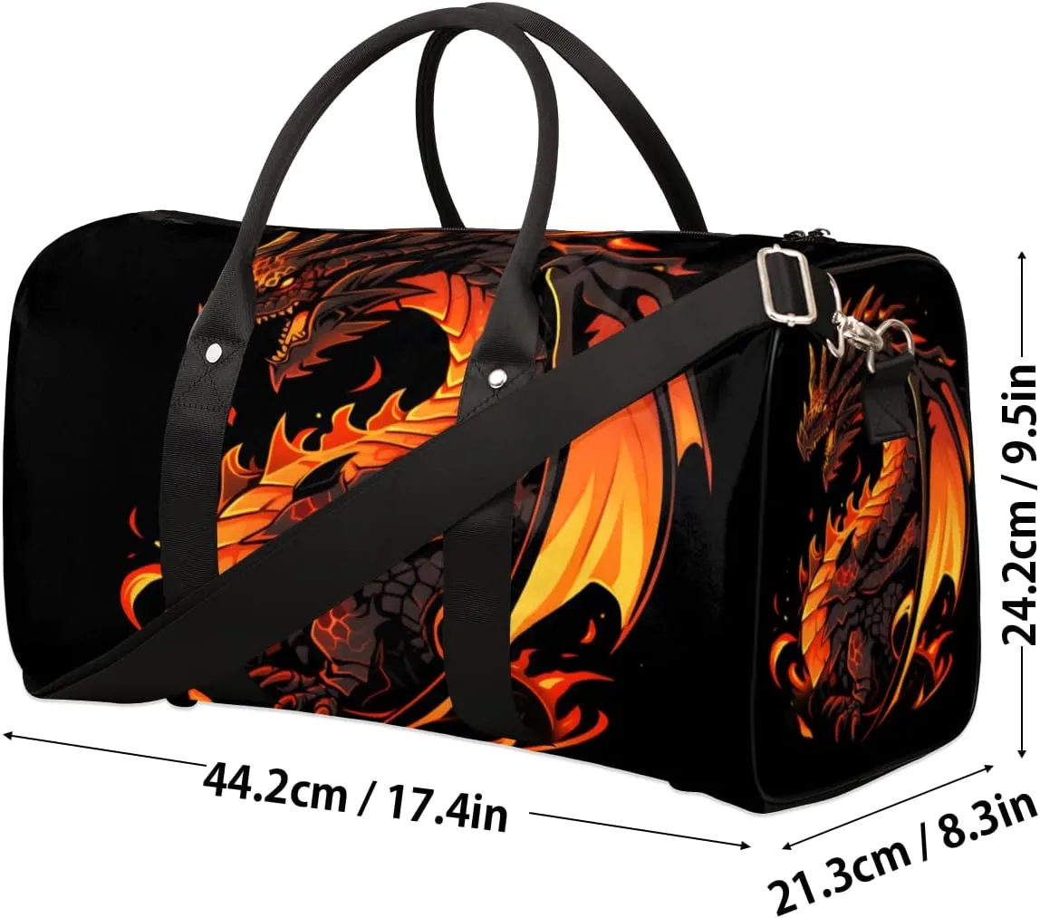 Flame Dragon Travel Duffle Bag for Women Men Gym Duffel Foldable Bag Waterproof Weekender Abstract Art Duffle Tote