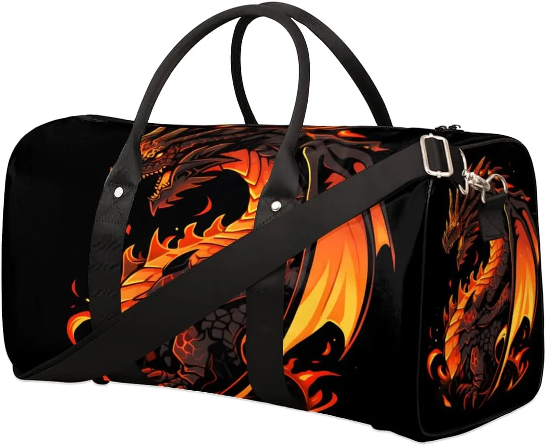 Flame Dragon Travel Duffle Bag for Women Men Gym Duffel Foldable Bag Waterproof Weekender Abstract Art Duffle Tote
