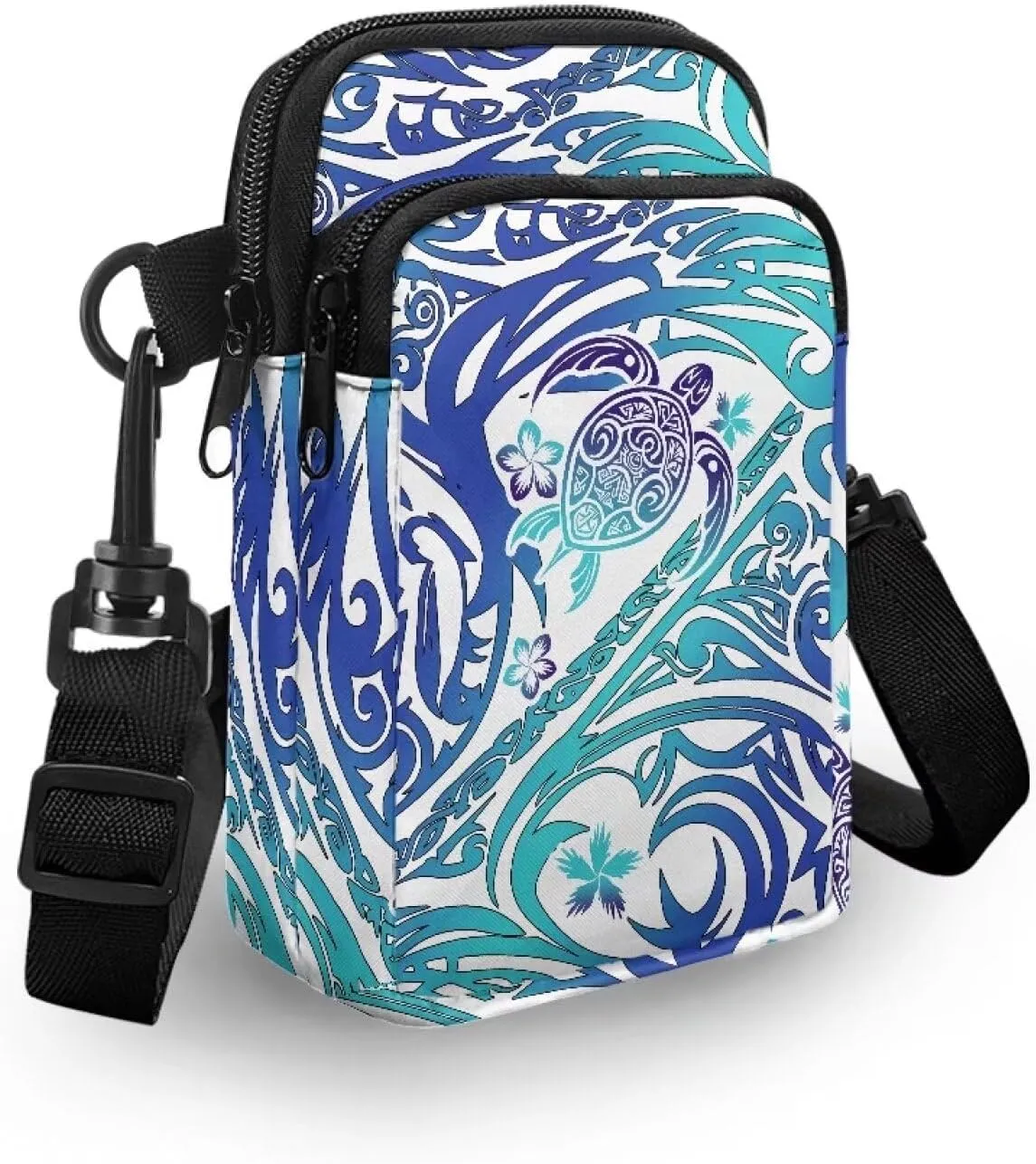 Flower Skull Small Crossbody Cell Phone Bag for Women, Dachshund Peacock Shoulder Bag, Clover Zip Cell Phone Purse