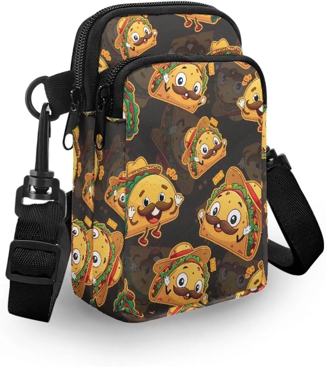 Flower Skull Small Crossbody Cell Phone Bag for Women, Dachshund Peacock Shoulder Bag, Clover Zip Cell Phone Purse