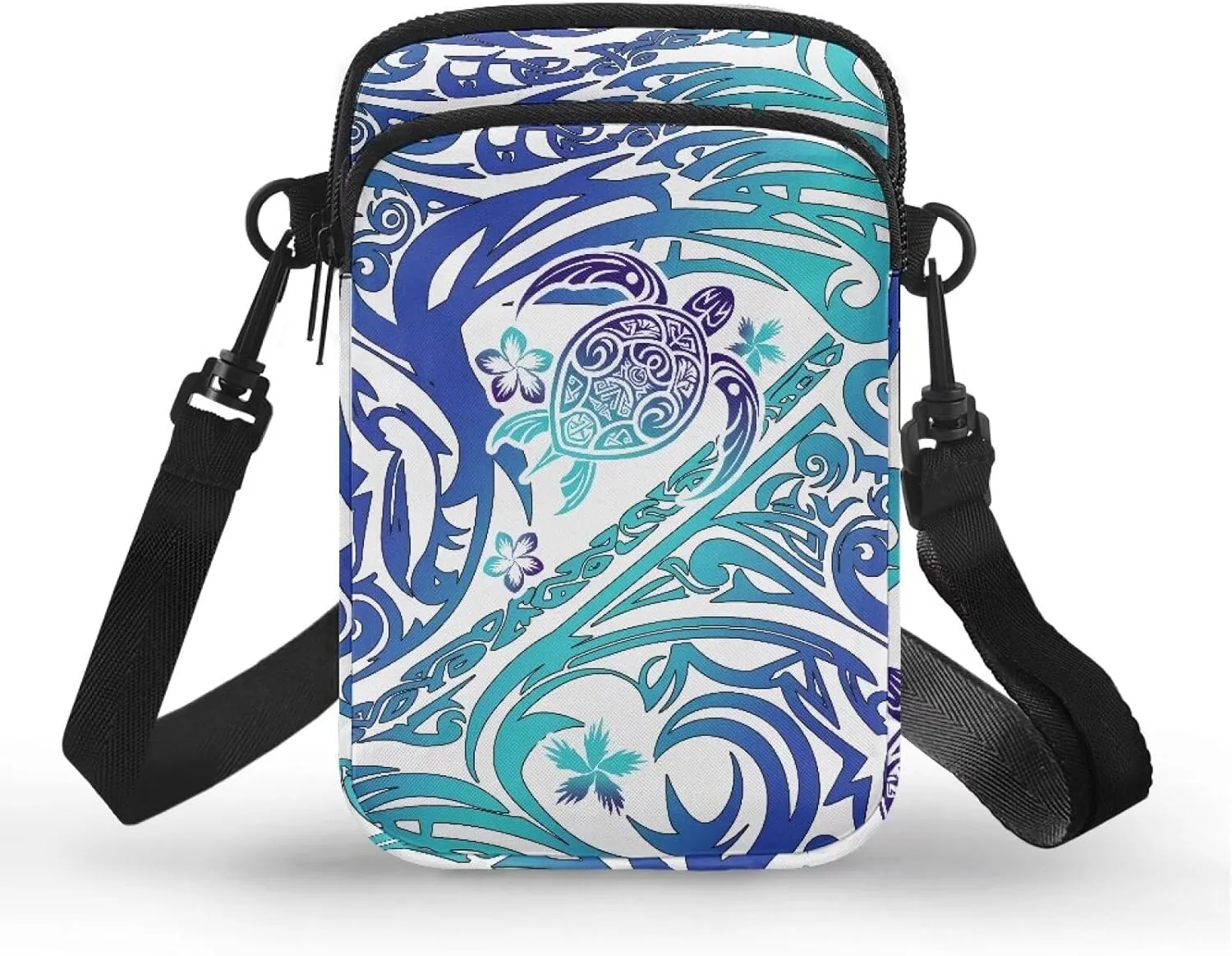 Flower Skull Small Crossbody Cell Phone Bag for Women, Dachshund Peacock Shoulder Bag, Clover Zip Cell Phone Purse