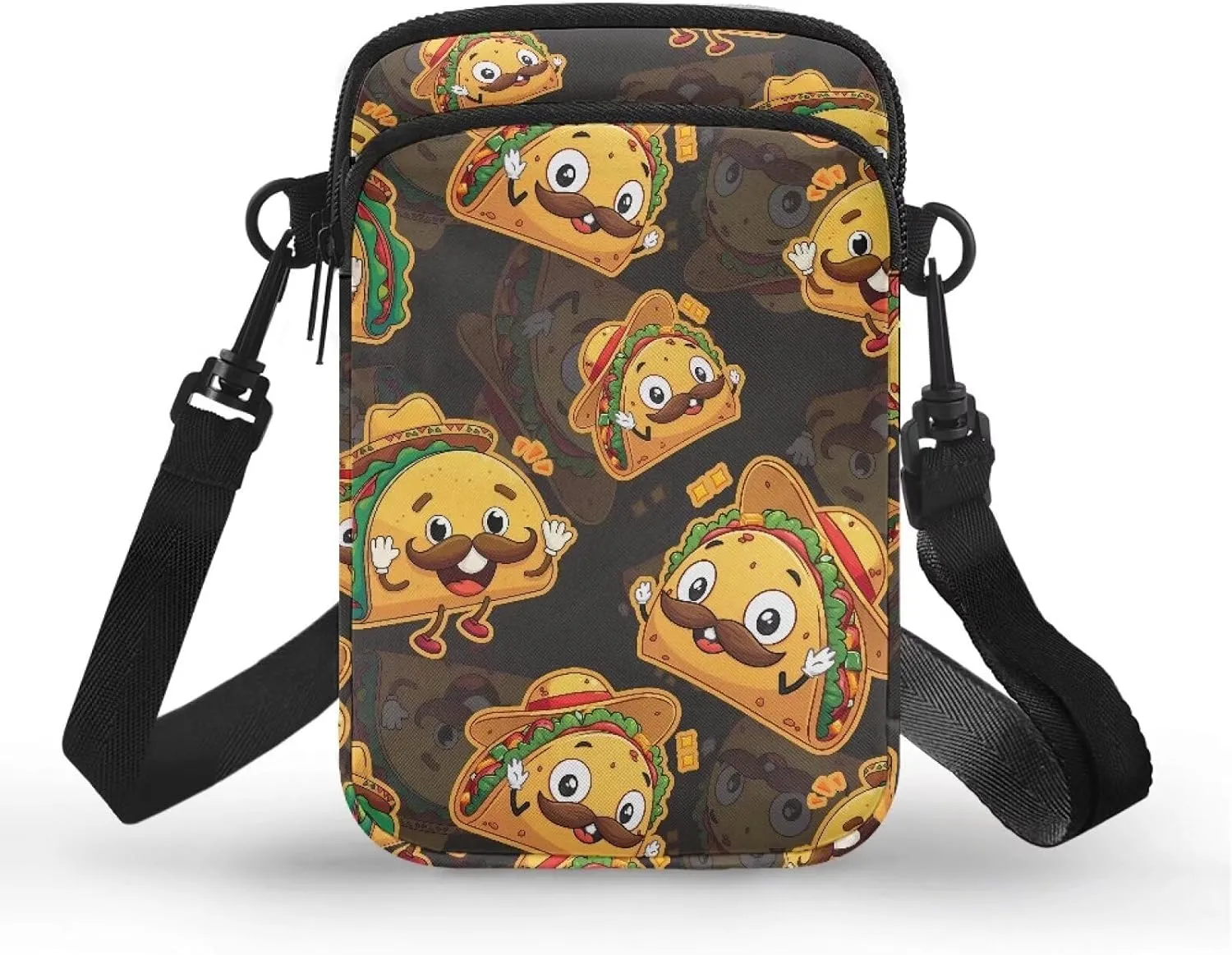 Flower Skull Small Crossbody Cell Phone Bag for Women, Dachshund Peacock Shoulder Bag, Clover Zip Cell Phone Purse