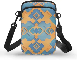 Flower Skull Small Crossbody Cell Phone Bag for Women, Dachshund Peacock Shoulder Bag, Clover Zip Cell Phone Purse