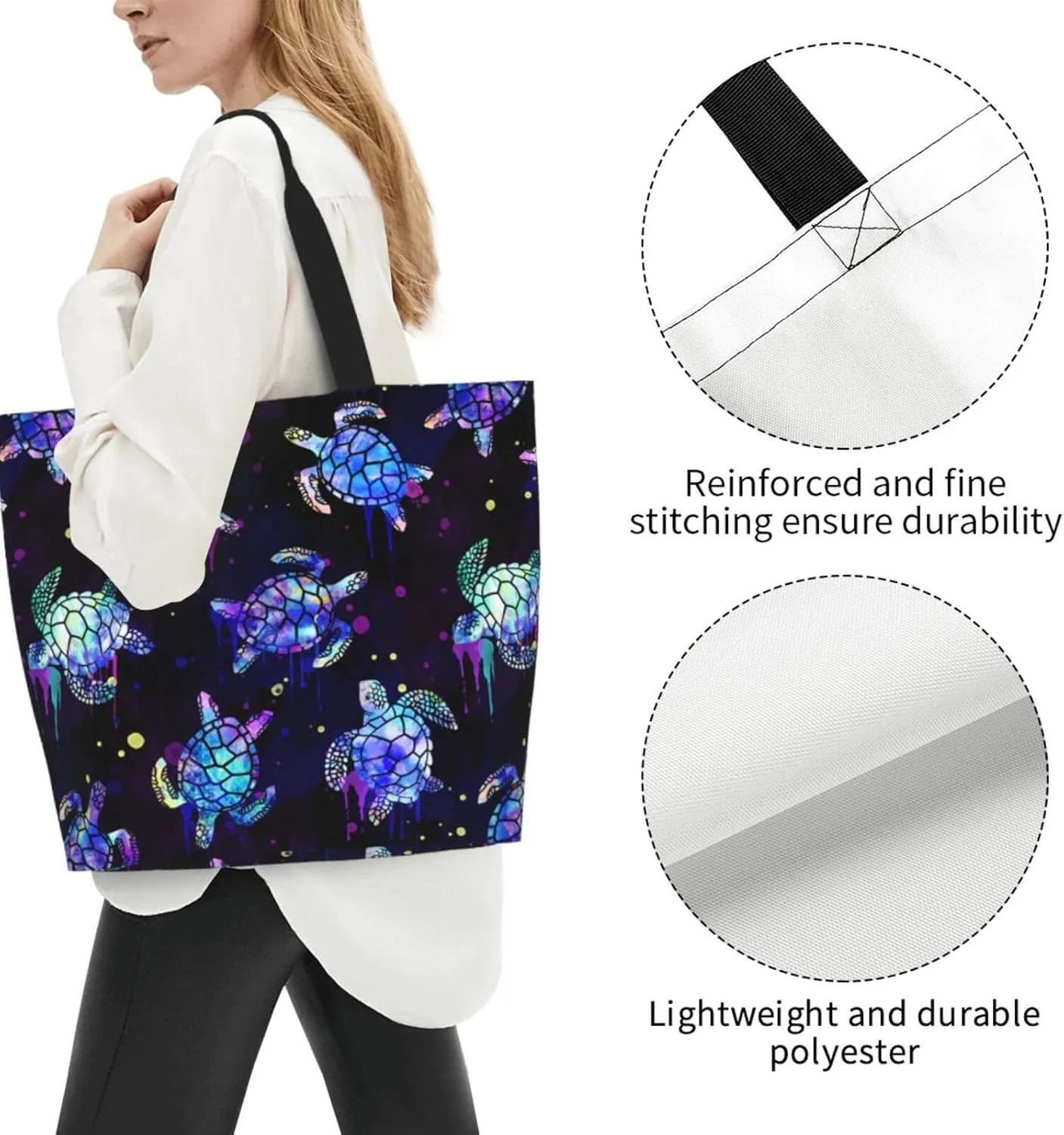 Flower Sugar Skull Tote Bags Reusable Women Shoulder Travel Beach Bag Shopping Work Daily