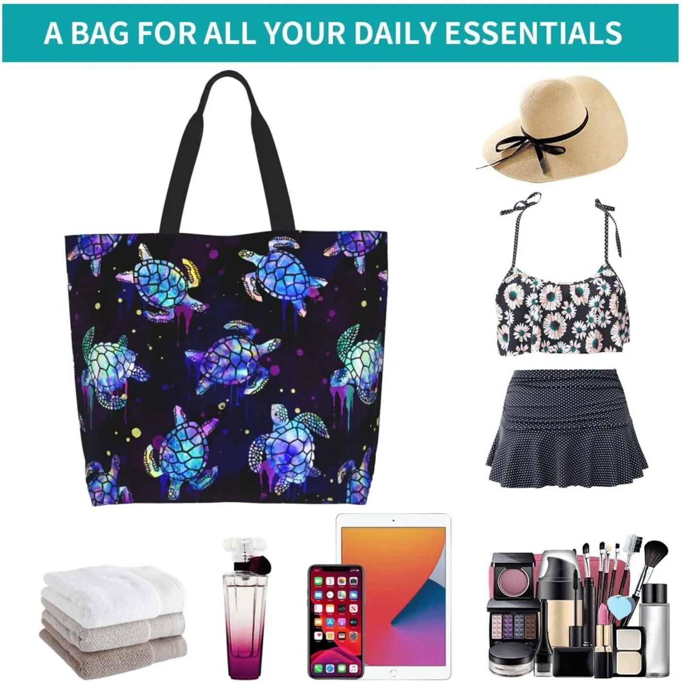 Flower Sugar Skull Tote Bags Reusable Women Shoulder Travel Beach Bag Shopping Work Daily