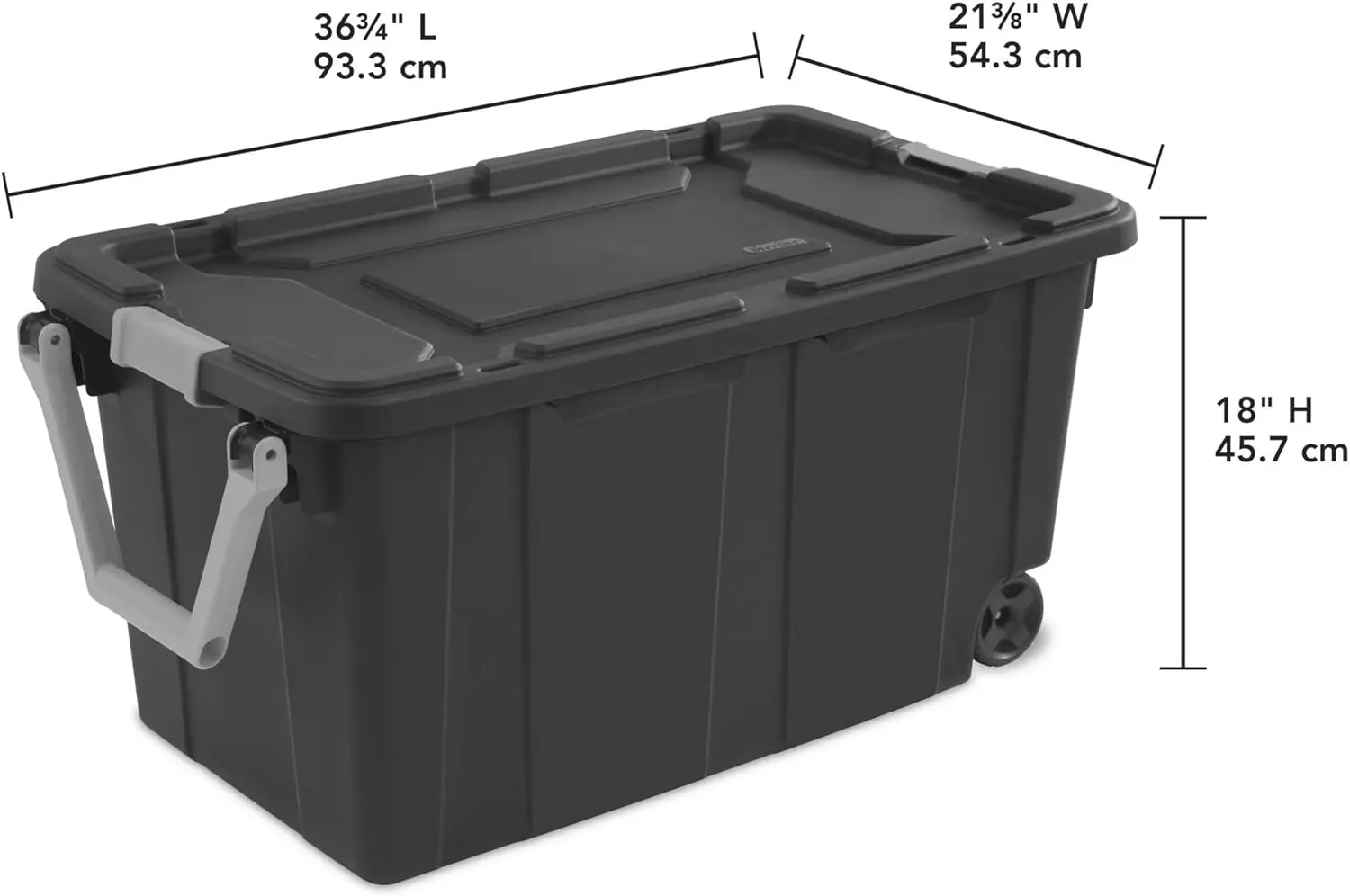 For Sterilite 40 Gallon Wheeled Industrial Tote Plastic, Lidded Stackable Storage Bin Container for Home, Garage, and Camping (Gray)