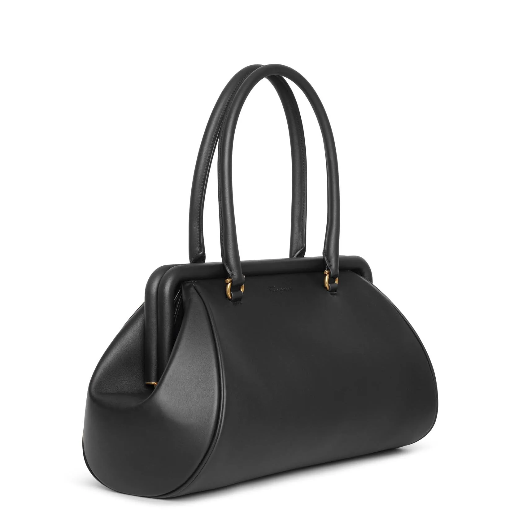 Frame leather shoulder bag